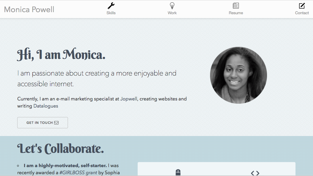 A fully-responsive, portfolio created with a contact form.